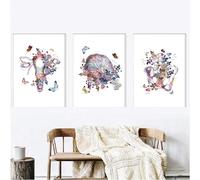 YLHKME Tableau Aquarelle Anatomie Floral Utérus Placenta,Affiche Toile Tableau Decoration Murale Salon,pour Obstétricien Bureau, Deco Maison, sans Cadre (Frameless,3X60X80CM)