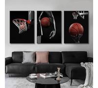 YLHKME Tableau Noir et Blanc Basket-Ball Sport,Affiche Toile Tableau Decoration Murale Salon,pour Chambre Cuisine Bureau, Deco Maison, sans Cadre (Frameless,3X30X40CM)