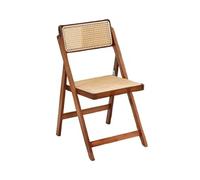 YLHMNE Chaises de Cuisine rembourrées épaisses Chaises De Salle À Manger Pliables D'intérieur avec Cadre en Bois Massif Et Dossier Rotin(Walnut Color)