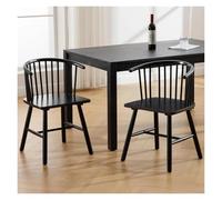 YLHMNE Chaises de Cuisine rembourrées épaisses Lot De 2 Chaises Salle À Manger en Bois Massif Noir avec Dossier Barreaux Et Main Courante Incurvée
