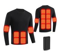 Ylightn sous vêtements Chauffant Hommes Femme, sous Pull Chauffant USB à Manches Longues, avec Batterie, 16 Zones, Haut de sous-vêtements Thermiques De Ski À Piles