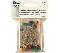 Yline 3128 Lot de 40 épingles infirmières avec tête en plastique Différentes couleurs Env. 48 mm