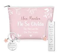 Ylinge 3 Pièces Cadeau pour l'Enseignant Merci Trousse de Maquillage Trousse de Toilette Porte-Clés Signet Cadeau de Remerciement pour l'Adieu de l'Éducatrice Nounou