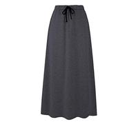 Ylingjun Jupe longue évasée en jersey avec doublure en polaire chaude pour femme - gris - Taille S