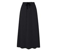Ylingjun Jupe longue évasée en jersey avec doublure en polaire chaude pour femme - noir - Taille XL