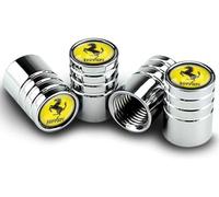 YLINNB 4 Pieces Bouchon Valve Pneu Voiture pour Ferrari 12Cilindri / 296/SF90/F80/Roma/Purosangue/F244, Bouchons Valve Pneu avec Joint D'étanchéité Capuchons Valve Antipoussière de Roue,Silver A