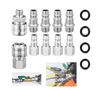 Ylinwtech 10 Pièces Coupleur Pneumatique d'air Avec Anneau Hermétique,Raccords de Compresseur 1/4" BSP,Raccord Rapide Air Comprimé, Pour connecteurs de compresseur européens