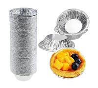 Ylinwtech 100 Pièces Ronde MINI Moule en Aluminium,Moule Aluminium Jetable Plateaux en Papier d'Aluminium,pour la Cuisson de la Cuisine,Tartes à la Confiture