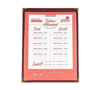 Ylittaa Lot de 6 couvertures de menu, une page, 1 poche, 2 vues, pour papier format lettre de 21,6 x 27,9 cm, bordure bordeaux + coin en métal doré, fabriquées en similicuir et vinyle