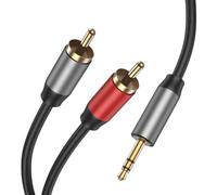 YLK Câble Cinch Jack 3.5mm Mâle vers 2 RCA Mâle Câble RCA Jack Audio Stéréo Compatible avec TV PC Téléphone Tablette Amplificateur Chaîne HiFi DVD Barre de Son Home Cinéma Autoradio Enceinte (1.5m)