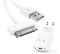 YLK Chargeur USB avec Câble pour iPhone 4/4S/3G/3GS | iPad 3 2 1 et iPod/Nano 6/5/4/3/2/1,Classic 3/2/1, Adaptateur Secteur 18W
