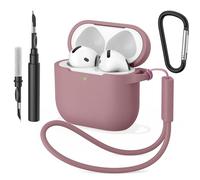 YLK Coque AirPods Compatible avec AirPods 4 2024 avec Kit de Nettoyage, Silicone étui de Protection avec Mousqueton et Condor, Indicateur LED Visible (Fumée Violet)