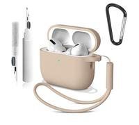 YLK Coque Compatible avec AirPods Pro 3 2025 avec Kit de Nettoyage, LED Avant Peut être Visible, Housse en Silicone Anti-Choc Etui de Protection avec Porte-clés et Cordon, Thé au Lait