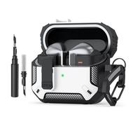 YLK Coque Compatible avec Samsung Galaxy Buds 3 Pro/Buds 3 avec Kit de Nettoyage, Coque de Militaire, Coque Dure avec Serrure Anti-Choc Etui de Protection avec Porte-clés (Blanc)