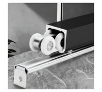 YLLFFLL Rail Porte coulissante Kit De Rails De Quincaillerie pour Porte Coulissante en Aluminium, Guide Et Rouleaux De Rail De Porte Coulissante De Placard Robuste(Black,1m/3.3ft)