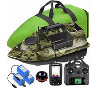 YLLLLY 12000mah 500M 3 trémies GPS barchino carpfishing Bait Boat Carp Hook Post bateau de pêche, capteur LCD Fishfinder, avec sac, batterie de grande capacité, offre des antennes,