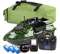 YLLLLY 12000mah 500M 3 Trémies GPS Bateau amorceur, Appâts De Pêche Bateau Carpe Crochet Post Bateau RC, Capteur LCD Sondeur, avec Sac À Main, 12000mAh Batterie (Bait Boat with Sonar B)
