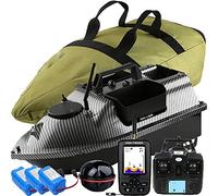YLLLLY GPS de Pêche Sans Fil 500m - Bateau Amorceur Carpe avec LCD, Sonar et 3 Hoppers - Speedboat RC pour Fishfinders