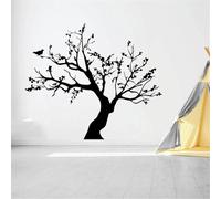 YLLMNOBN Autocollant Mural Motif Arbre Noir, Affiche d'oiseau d'arbre Ancien pour la décoration de la Maison, Autocollant d'art Mural Amovible pour Chambre d'enfant, DIY Bricolage