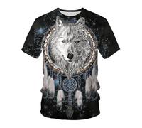 YLLMNOBN T-Shirt Homme DreamNet Feather Wolf Head, imprimé 3D, Manches Courtes, idéal pour Le Fitness, la Course à Pied et Le Sport, Confort décontracté.