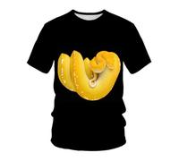 YLLMNOBN T-Shirt Homme imprimé 3D Python doré, Manches Courtes, séchage Rapide, idéal pour l'été et Les activités Sportives en extérieur.