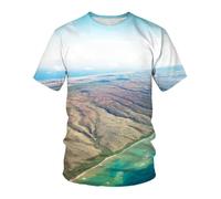 YLLMNOBN T-Shirt Homme imprimé en 3D avec des paysages de Plage et d'île, Coupe Ample à Manches Courtes idéale pour l'été.