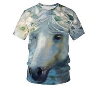 YLLMNOBN T-Shirt Homme imprimé en 3D avec Un Motif Aquarelle de Cheval, Manches Courtes, Coupe Ample idéale pour l'été, Qui Attire Le Regard.