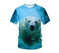 YLLMNOBN T-Shirt Homme imprimé en 3D avec Un Ours Polaire Nageur, Manches Courtes et Coupe Ample, Un Style Estival Qui ne Passe Pas inaperçu.