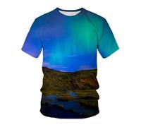 YLLMNOBN T-Shirt Homme imprimé en 3D avec Un Paysage de Ciel étoilé Cosmique, Coupe Ample et décontractée, Manches Courtes, idéal pour l'été.