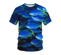 YLLMNOBN T-Shirt imprimé 3D avec Motif de Poisson des Profondeurs Marines, Haut décontracté à Manches Courtes pour Homme, idéal pour Les Vacances d'été à la Plage.