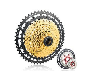 YLME Cassette De Vélo, Pignon De Support De Vélo 8 9 10 11 12 Vitesses, Cassette en Aluminium Séparée pour Vélo VTT pour Shimano Sram Sunrace,d'or,10s 11/42T