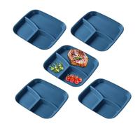 Ylnailky Assiette Divisée | Plat De Service Réutilisable À 3 Compartiments | Set de 5 Assiettes avec Séparations - Pour Adultes Cuisine Maison Fruits Légumes Salade Riz Fromage Gâteau
