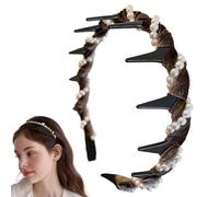 Ylnailky Bandeau de perle des filles, dent de bandeau de perle - Accessoires de cheveux vagues - Bande de dents de mariage non glissée PEP PEUBS PEARL PEARL Hairband Accessoires pour femmes
