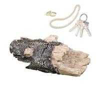 Ylnailky Cache-Clé Roche Extérieur - Boîte De Rangement Étanche Apparence Bois | Cache-Clé De Sécurité avec Boîte Sécurisée | pour Jardin Arrière-Cour Véranda Terrasse Garage Abri Maison Extérieur