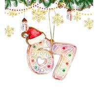 Ylnailky Décorations de Noël - 2D Acrylique Amusant Réutilisable Décoration De Noël - 67 Mème avec Pendentif de Chapeau de Père | pour Mur Porte Intérieur Extérieur Cour Véranda Jardin Maison