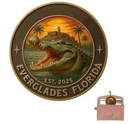 Ylnailky Pièce De Collection,Pièce Alligator Humoristique | Art Décoratif Décorations Marines Collection Passionnés de Floride Amateurs d'Histoire Collectionneurs