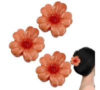 Ylnailky Pince à Cheveux en Forme de Fleur - 3 Pièces Accessoires De Coiffure À Tenue Ferme Et Anti-Dérapante,Barrettes Griffe De Style Hawaïen Pour Vacances - Pour les Filles, la Petite Amie, la