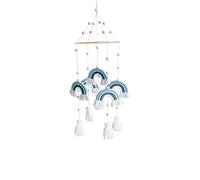 YlobdolY Attrape-rêves bohème tissé rideau de porte tenture murale tapisserie mignon dessin animé arc-en-ciel carillon vent fond photographie fait main pompon décoration murale séjour mariage 6