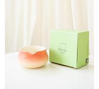YlobdolY Bol à matcha en céramique avec bec verseur, bol à mélanger traditionnel fait à la main en porcelaine émaillée avec coffret cadeau pour fouetter le matcha rose