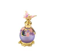YlobdolY Flacon de parfum décoratif en verre avec motif papillon et fleurs - 12 ml - Vintage - En cristal émaillé - Vide - Rechargeable - Mini distributeur de parfum - Décoration de table - Violet