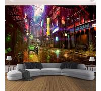YlobdolY Tapisserie murale extra large à suspendre Cyberpunk Future City, Tapisserie murale fantaisie nouveauté vue nocturne, Tissu léger Art Décoration pour Chambre Salon Dortoir Universitaire
