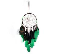 YlobdolY Tapisserie murale tissée bohème attrape-rêves avec plumes de phénix vertes, fond de chambre de fille, pompon fait à la main, décoration murale de mariage