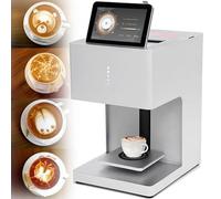 ylpddmm Imprimante à café Latte Art 3D, Automatique, Boissons, Aliments, Selfie, Connexion Wi-FI, Imprimante Alimentaire à Jet d'encre,pour Décorations pour Gâteaux Et Desserts,White-EB-FC