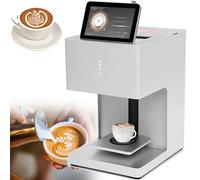 ylpddmm Imprimante à café Latte Art, Jet d'encre numérique, Wi-FI, Impression Photo, Selfie, pour Imprimer Photos, Texte sur Lattes, gâteaux, Cocktails, Cartouches d'encre Alimentaire,White-EB-Pro