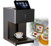 ylpddmm Machine à café Latte Art, Impression Photo personnalisée, Selfie, gâteaux, Desserts, décoration personnalisée pour cafés, Bars et musées, avec Connexion Wi-FI,Black-EB-FC