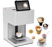 ylpddmm Machine à café Latte Art, imprimante Alimentaire Intelligente 200/600 DPI avec Connexion Wi-FI, créations personnalisées, Impressions sur café, Boissons, Mousse et Desserts,White-EB-FT4