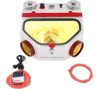 ylpddmm Machine à Jet Fin à Double tête, Cabine de sablage, Sableuse Fine,Équipée De Trous De Travail pour Gants Et De Plaques De Verre De Travail À Écran,Polissage et à L'élimination de la Rouille