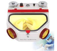 ylpddmm Machine à Jet Fin à Double tête, Sableuse Dentaire, 2 stylos + 2 réservoirs, lumière LED pour sableuse de Laboratoire Dentaire et Grande fenêtre de Vue pour Meulage/Gravure/Polissage
