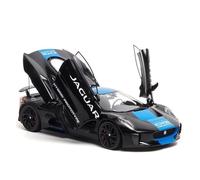 YLQERZ Classique Die Cast Modèle 1:18 pour Jaguar C-X75 Alliage Entièrement Métallique Noir avec Rayures Bleu Clair Modèle Créatif Les Voitures Miniature De Collection