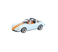 YLQERZ Classique Die Cast Modèle 1:64 pour Porsche Singer 964 Targa Bleu Et Orange Décalcomanie Alliage Modèle De Voiture Cabriolet Miniature De Collection